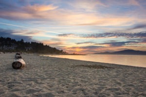 Vancouver beach with trunks, Spanish Banks, evening mood, Canada Vancouver beach with trunks, Spanish Banks, evening mood, Canada